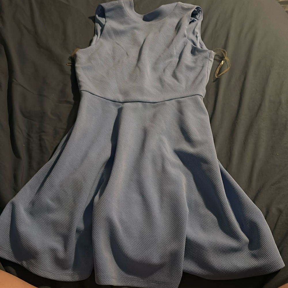Blue High Neck Dress